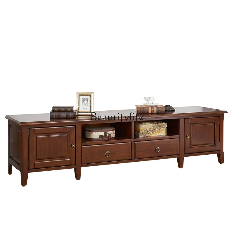 American-Style Solid Wood TV Cabinet Small Apartment Simple TV Cabinet