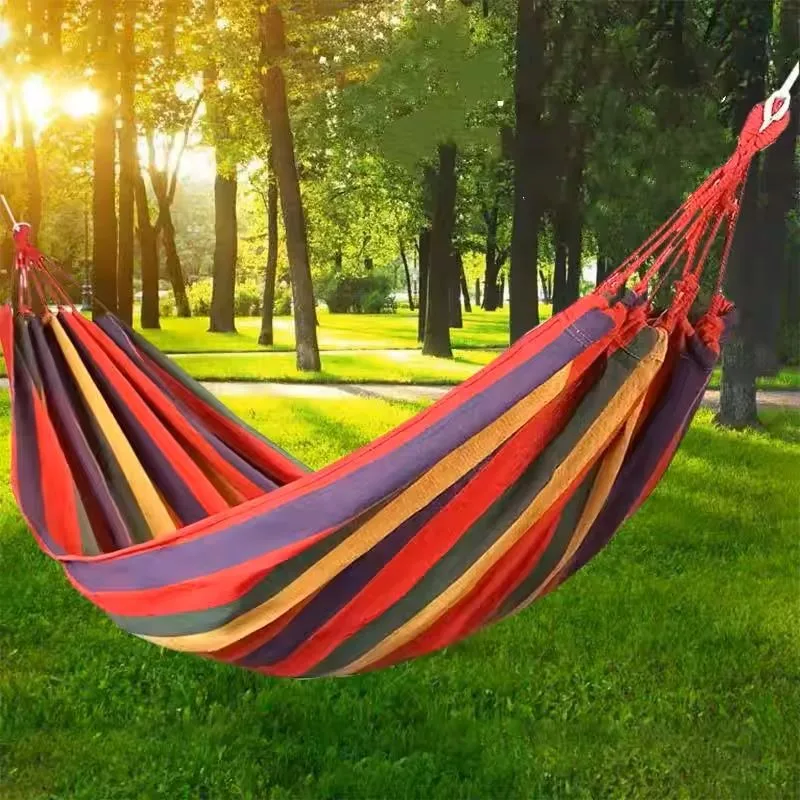 Cotton Hammock Portable Camping Suspended Sturdy Garden Hammock Comfortable Fabric Hammock Outdoor/indoor Terrace Backyard image 4