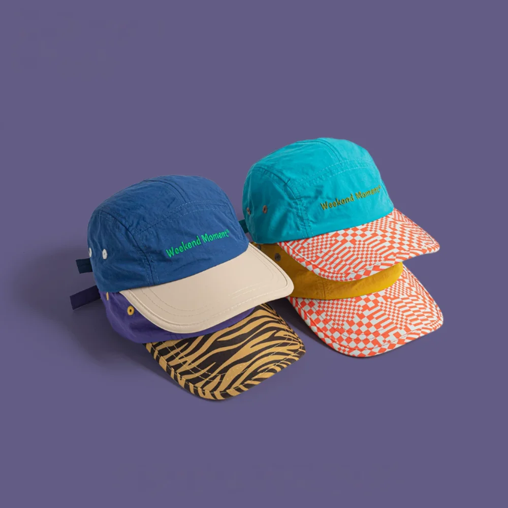 5 Panel Baseball Cap Curved Brim Mesh Quick Dry Hat for Men Women Letter Color Block Outdoor Running Casual Sport Cap