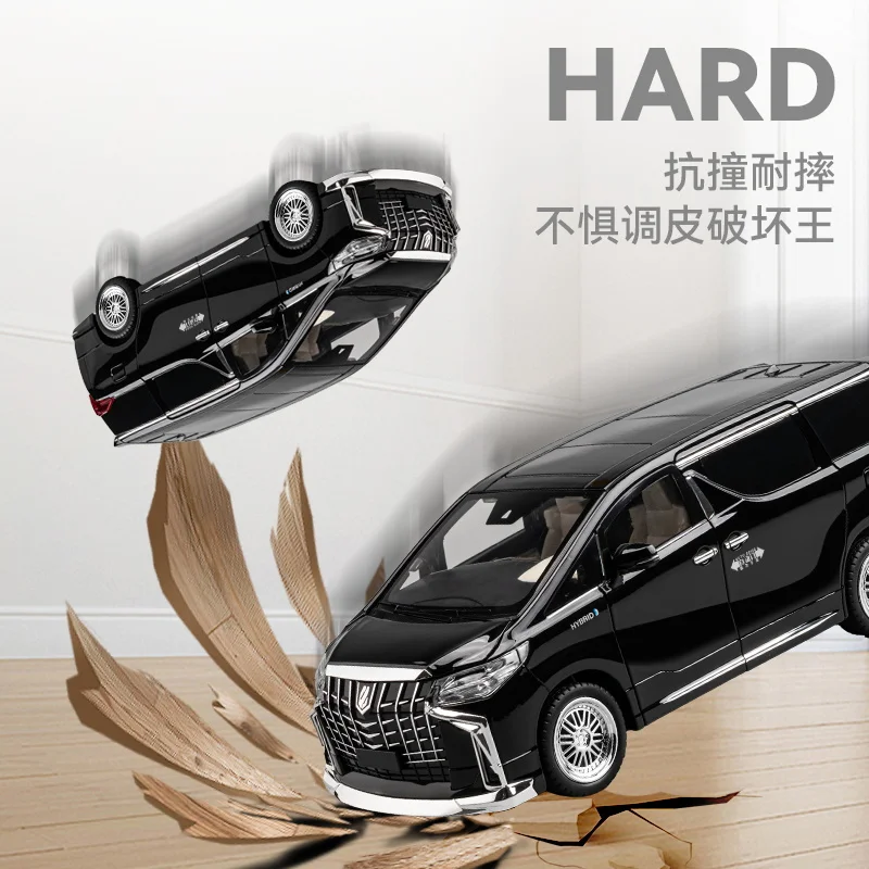 1:18 Toyota Alphard MPV 하이 엔드 다이캐스트 합금 차량 모델, 대형 사이즈, 자동 문짝 풀백 핫 휠, 어린이 선물 장난감