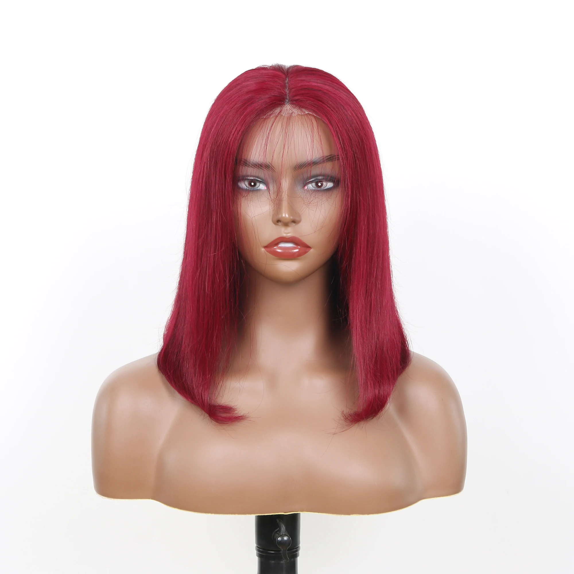 Glueless 99J Burgundy Bob Wig Human Hair Wigs Glueless Preplucked Human Wigs Ready To Go Wear Pre Cut Lace 6x4 Closure Bob Wig