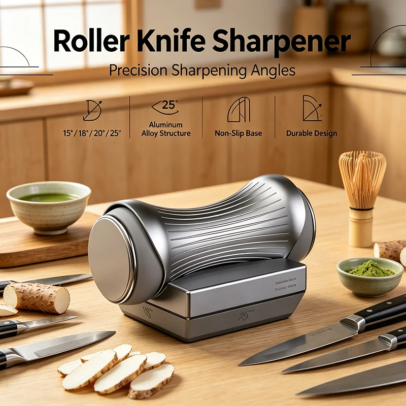 Rolling Knife Sharpener Kit Fixed Angle Diamond Knife Sharpening System Sharpening Stone for Kitchen Chef and Outdoor Use