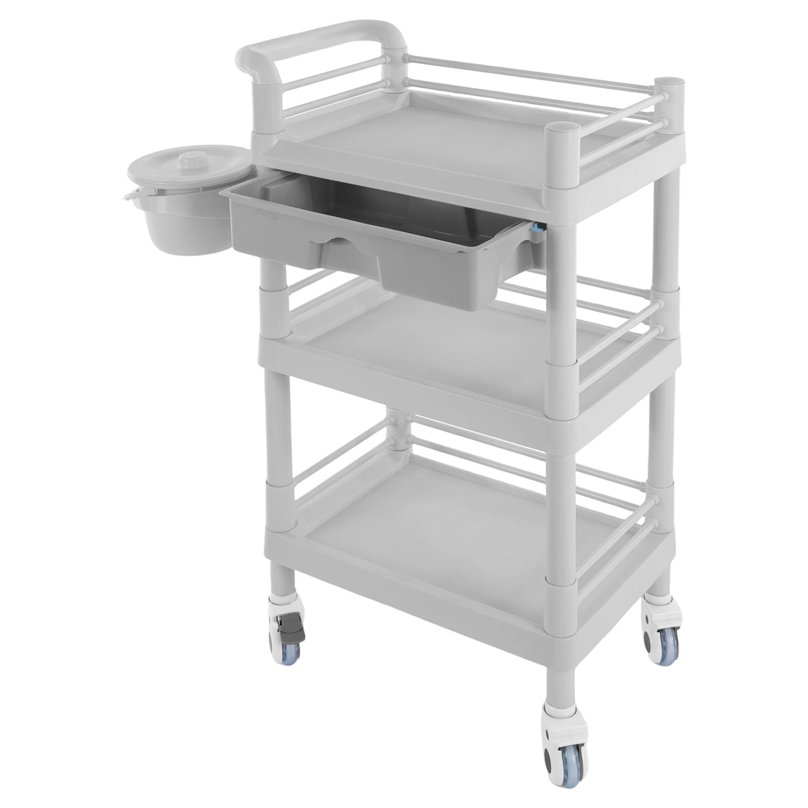 3-tier Beauty Trolley, Beauty Trolley, Salon Trolley with Drawer and Waste Bin