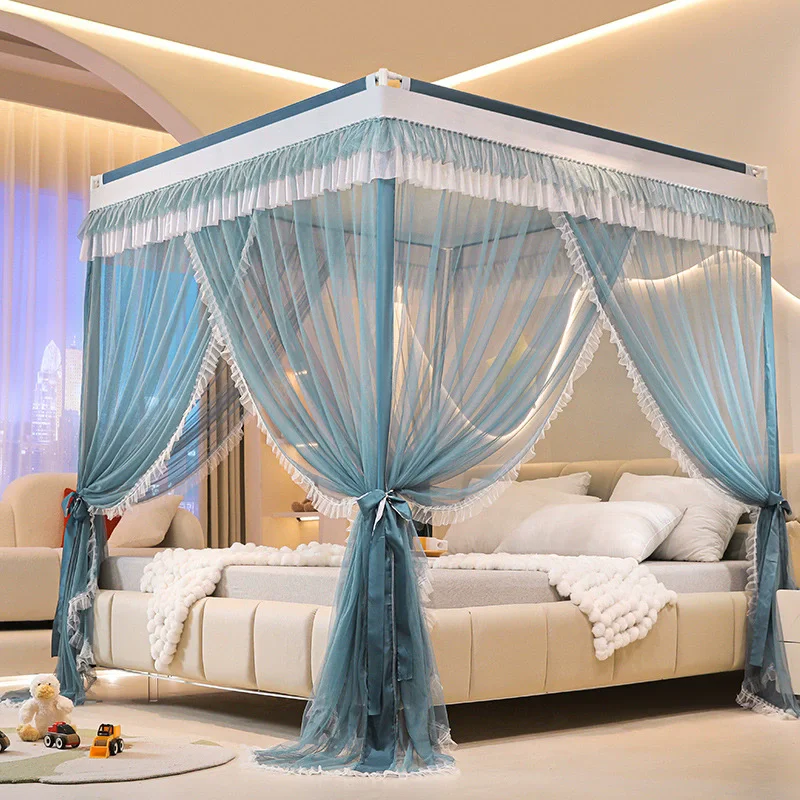

2026 New Palace Princess Mosquito Net with Bracket 3 Doors Lace Canopy Bedroom Decoration