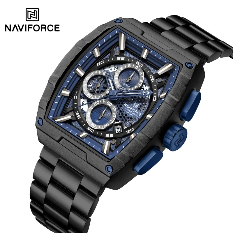 NAVIFORCE 8066 reloj de pulsera de cuarzo de lujo para hombre cronógrafo multifunción calendario luminoso impermeable reloj de moda reloj para hombre