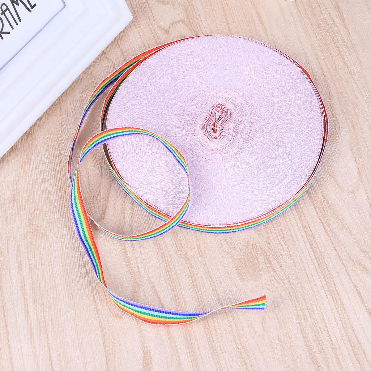 

Colorful 1cm Stripes Ribbon 50m Roll Durable High Color Fastness Environmental Perfect Gift Wrapping Wedding Supplies