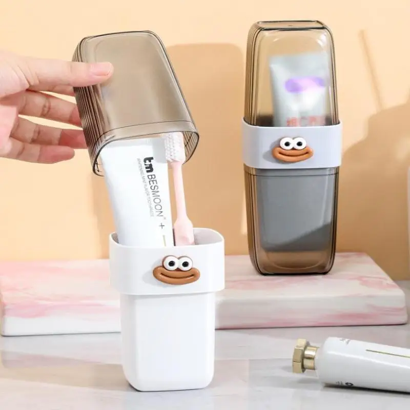 حامل فرشاة أسنان للسفر مع كوب غسول الفم محمول متين على شكل بيضاوي لتخزين معجون الأسنان بالفرشاة صندوق أدوات الأسنان