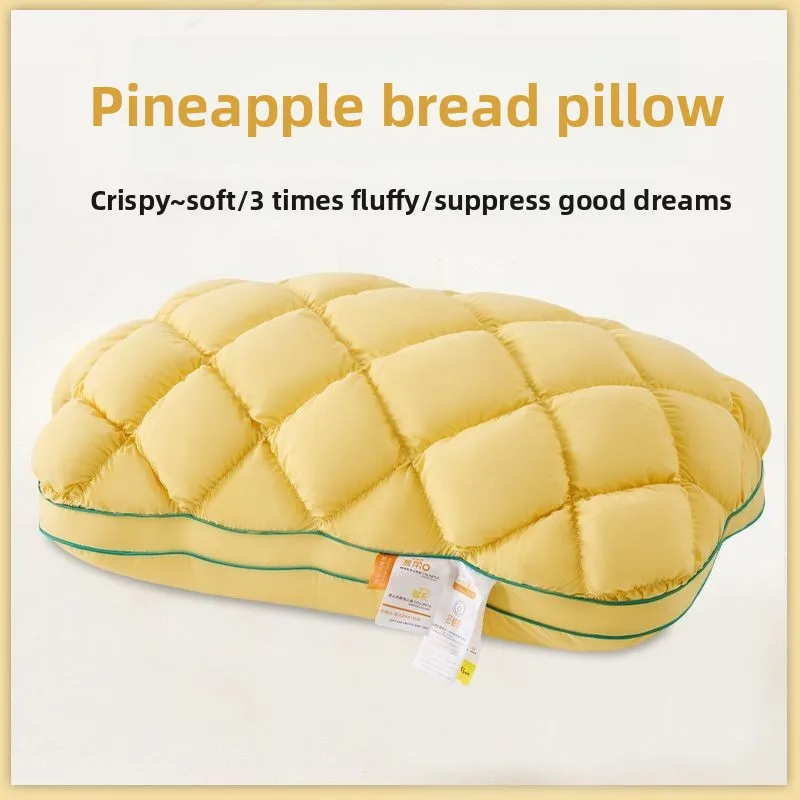 Pineapple Bread Pillow,Soft Fluffy Without Collapsing Core,Single Neck Protection,Household Sleep Aid,Dormitory Single Pillow