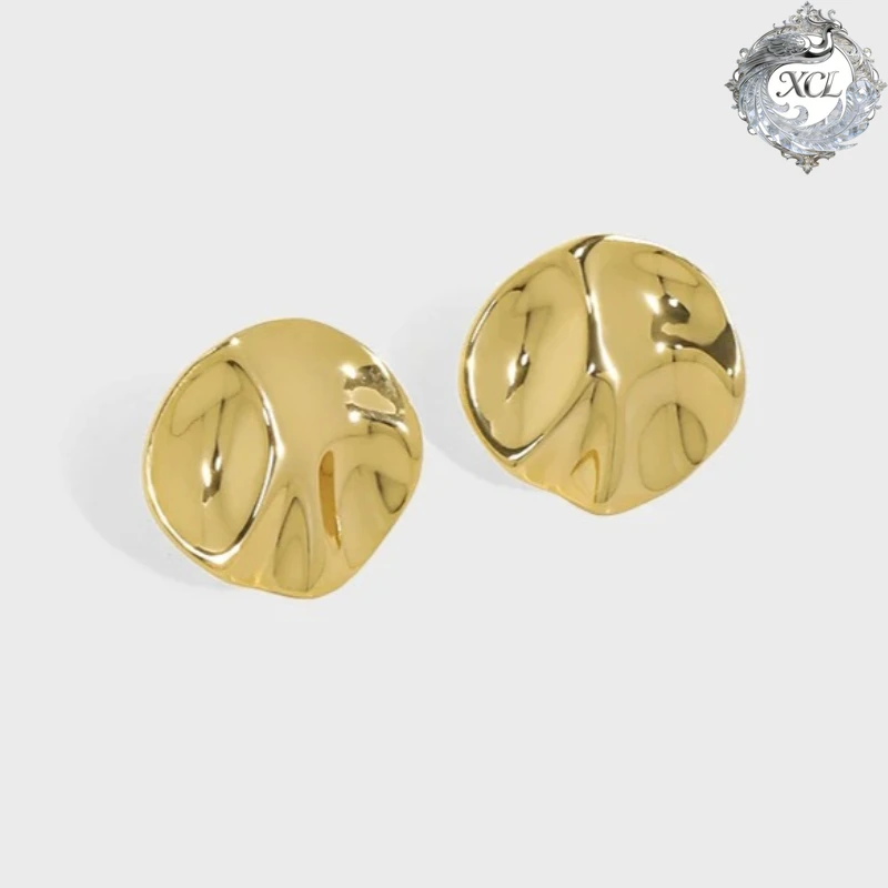 

XCL S925 Sterling Silver Geometric Irregular Concave-Convex Stud Earrings Women’s Fine Jewelry Gift