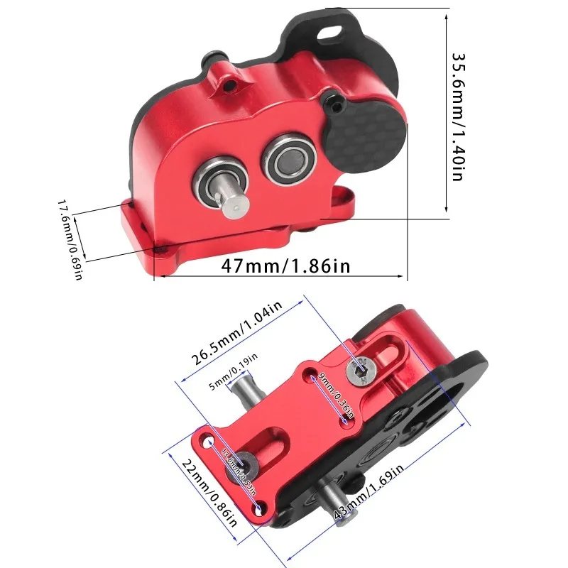 Trasmissione Portal LCG con cambio a scorrimento, rapporto 3.5:1, ingranaggi in alluminio per crawler RC 1/10 Capra SCX10 III AR45