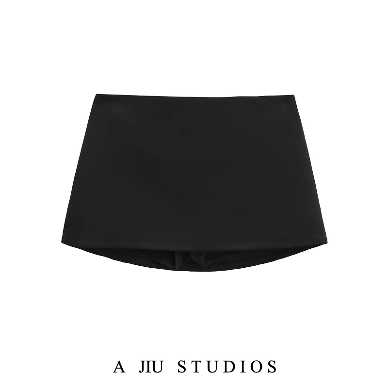 

Low Waist Satin f Skirt Women's Summer Versatile Slimming Prevent Exposure A-Line ort Skirt Sli Retro American Design