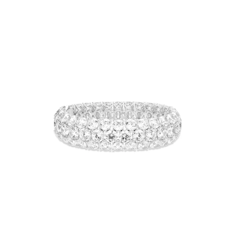 BELLUX 925 Silver Full Diamond Circular Flashy Bracelet White Gold Plated Sparkling Fashion Jewelry Accessory Bangle
