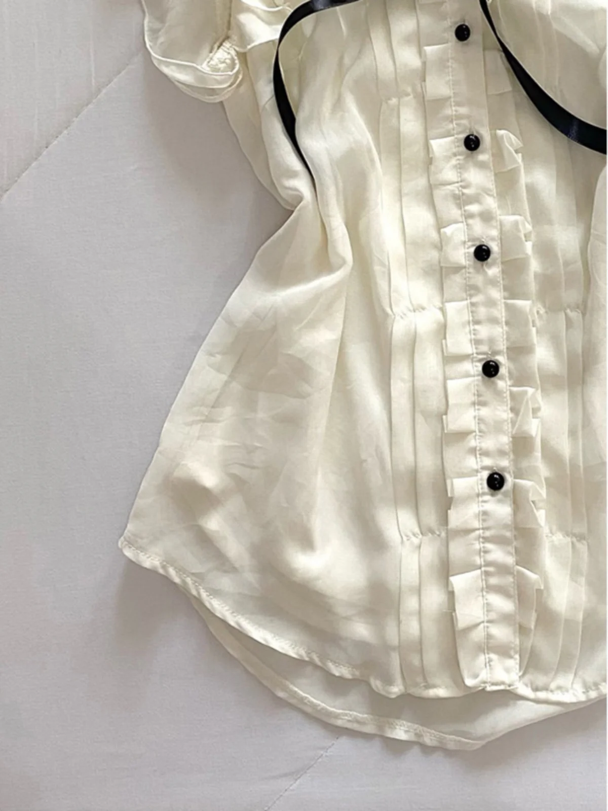 エレ ホワイト ドールカラー ヴィンテージ Vネック レディース イルト シフォン サマー トップ ファッショナブル ヴィンテージ スレ オルト スヴェ コットンブレンド