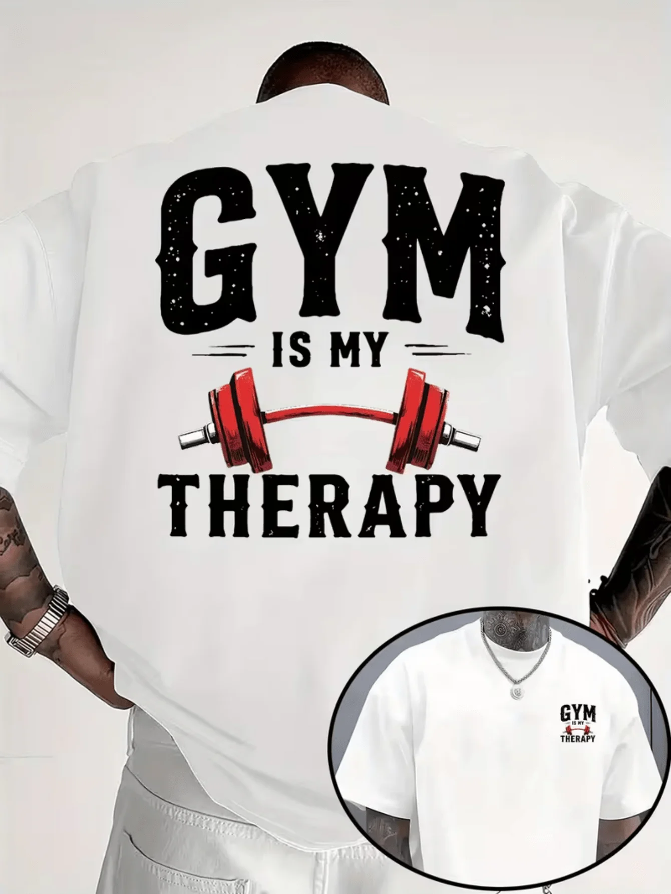 Men's Gym Relax Print T-Shirt Soft Breathable Fitness Tee with Bold Workout Graphics Round Neck Short Sleeve image 2