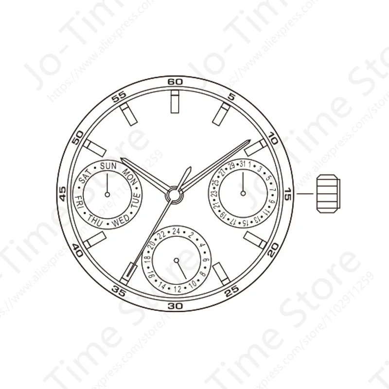 Japan MIYOTA 6P29 Movement 3/6/9 Small Second Quartz Movement Watch Movement Parts