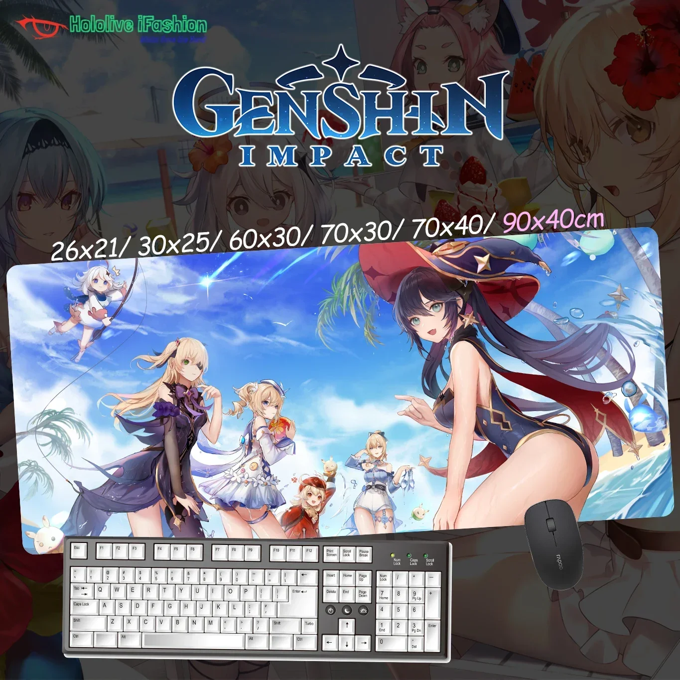 Game Genshin Impact Ayaka Hutao Mouse Pad Mousepad Keyboard Pad Desk Mat Computer Accessory Gaming Office Work Game Dropship