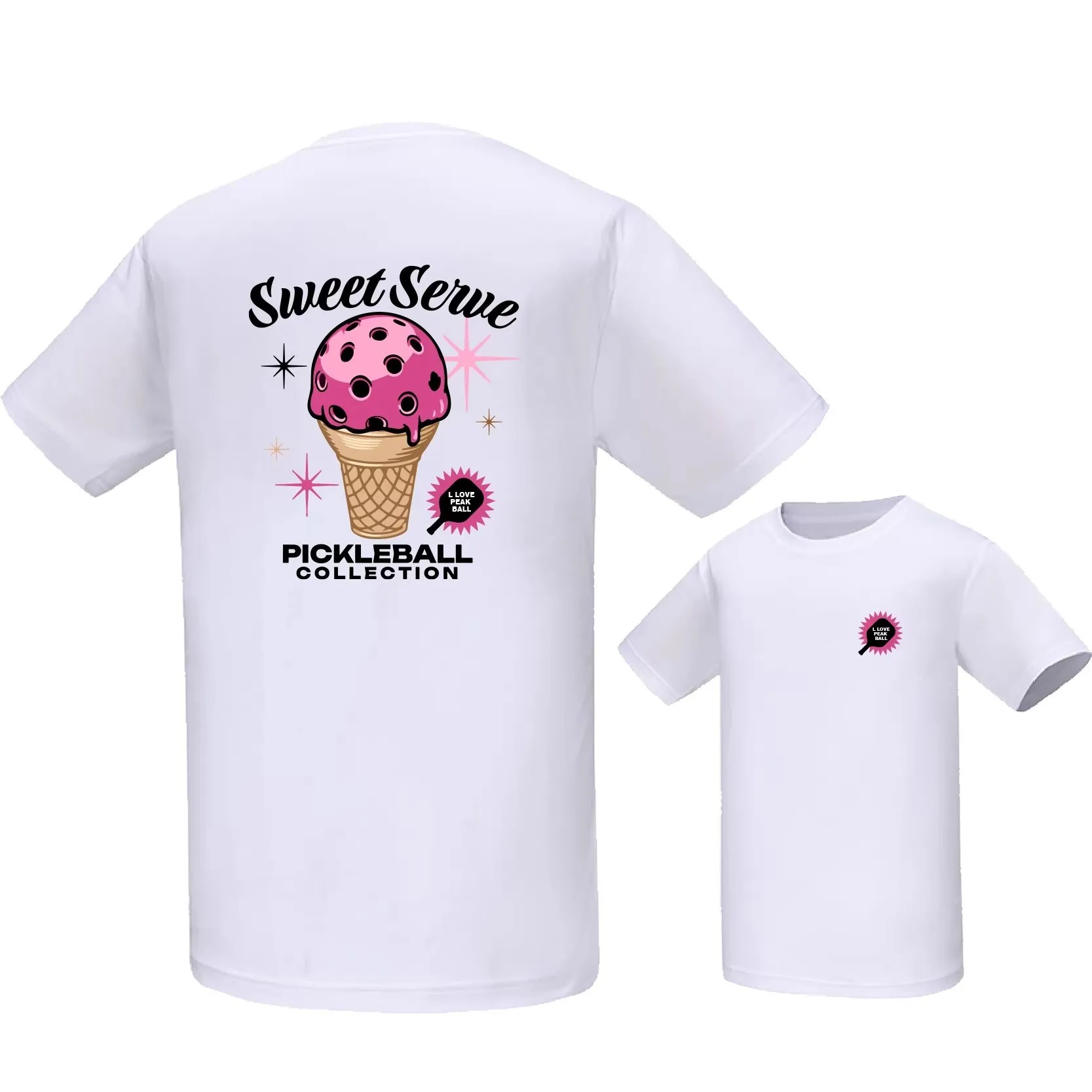 Sweet Ice Cream Pique Ball Short Sleeve T-Shirt Men's Women's Training Competition Wear Breathable Quick Dry Sports Fashion
