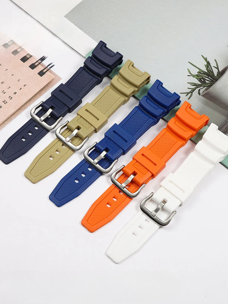 Rubber Watch Strap for Casio 3157 SGW-100-1V 3166 SGW-200 Waterproof Sweat-Proof Soft Comfortable Watch Band Accessories 24mm