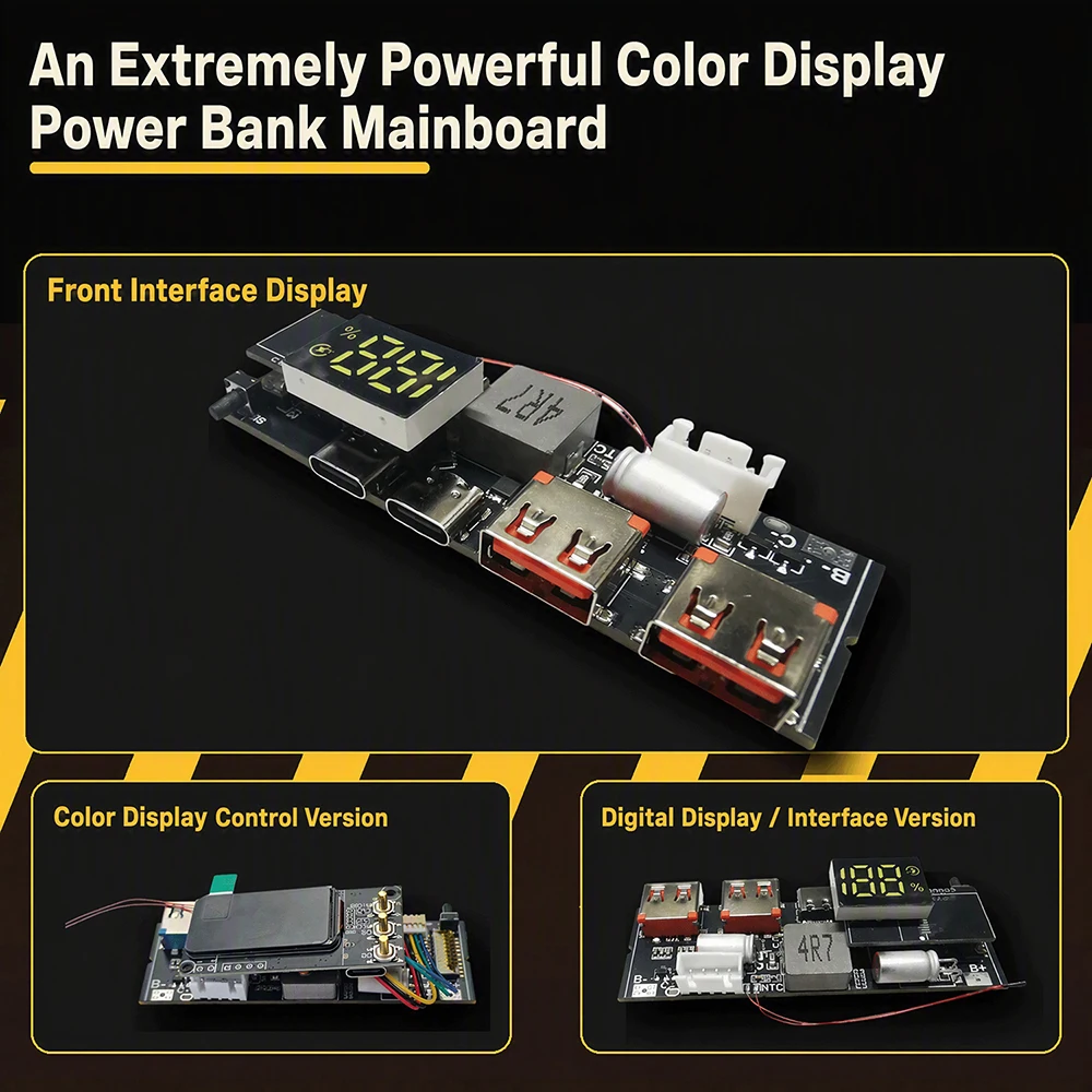 3-5S PD 100W Power Bank DIY Mainboard With 1.47-inch TFT Color Screen Bidirectional Super Fast Charging Solar MPPT Support