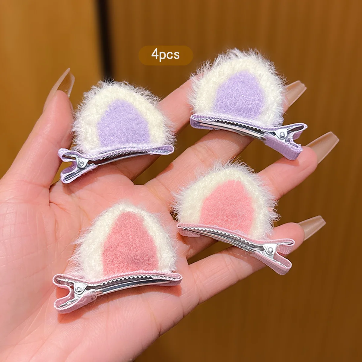 4 color random hair ornaments Cat's ears (Steamed cat-ear shaped bread) clip