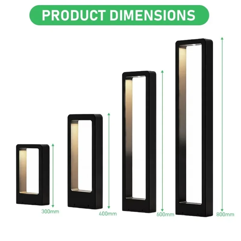 New Design 10w Light Emitting Diode Post Garden Light Rectangular Outdoor Landscape Lighting 12V 24V 110V 220
