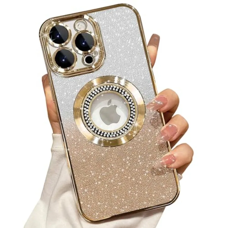 

for iPhone 13 Pro Magnetic Glitter Case Compatible with MagSafe, Full Protection Slim Shockproof Anti-Scratch Case with Camera