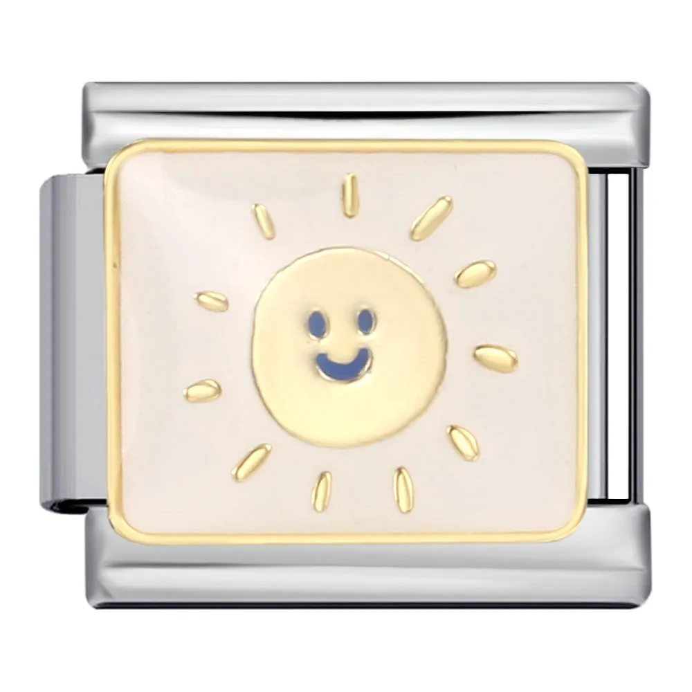 URING Cute Star Moon Sun Style Italian Charm Link Fit 9mm Bracelets Stainless Steel DIY Making Fashion Jewelry for Women Men