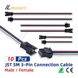 JST SM 3 Pin Pitch 2.54mm Female Male Connectors WS2812B WS2811 LED Lights Strip Connection Cable 10cm 15cm 20cm 30cm 22AMG Wire