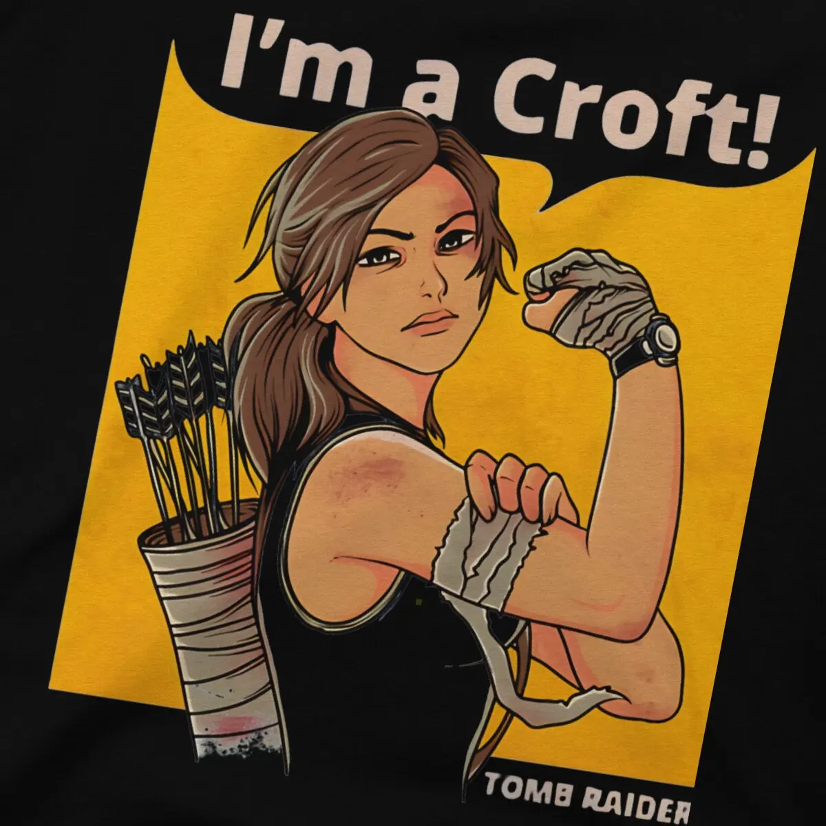 تي شيرت قطن قبر للرجال ، قمم عتيقة ، لعبة لارا ، I M A Croft ، شرير ، Yr353 #5