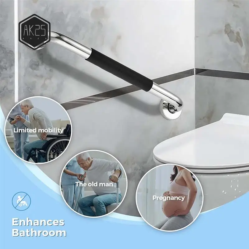 

AK25-Grab Bars For Shower,2 Pack 16 Inch Anti-Slip Shower Handle With Rubber Grip, Handicap Grab Bars For Elderly For Wall