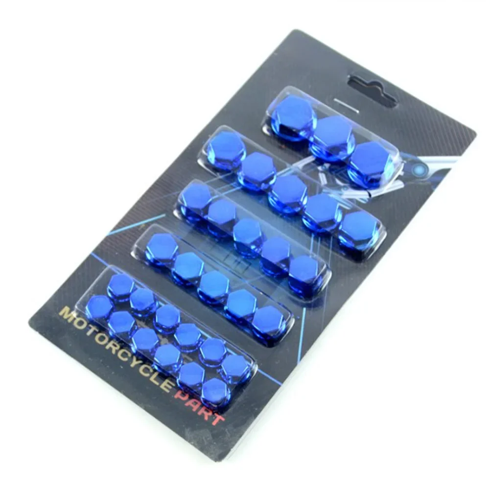 

30pcs Screw Cap 1.4cm(3pcs) Blue Plating 0.8cm(12pcs) 1.2cm(5pcs Durability Motorcycle Screw Nut Bolt Cap Covers