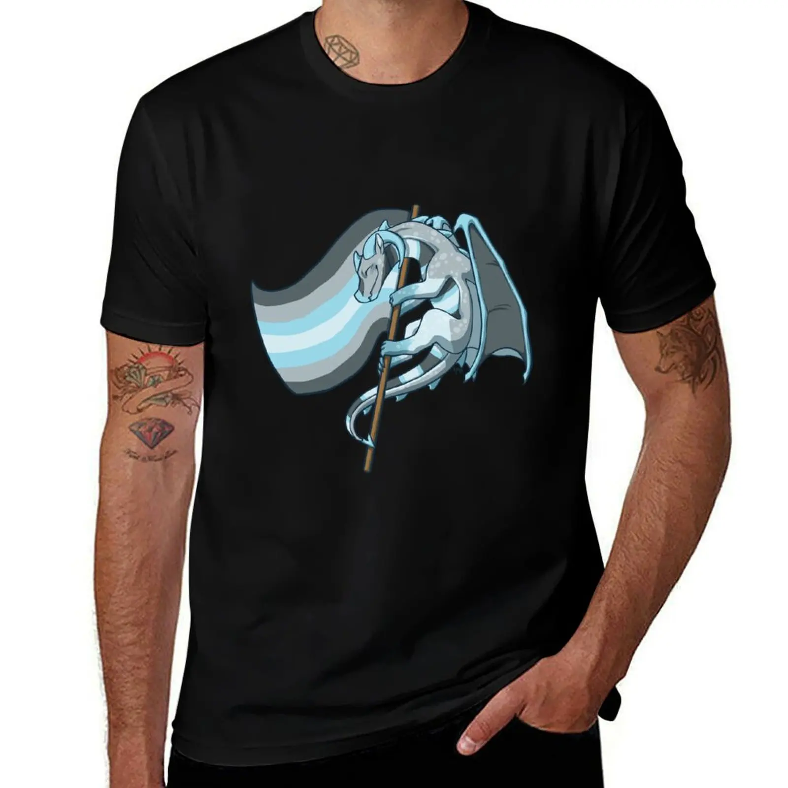 

Demiboy Pride Flag Dragon (3rd Edition) T-Shirt funny t shirts dark humor t shirts for man cotton soft T-Shirt