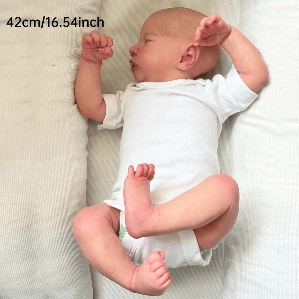 AONPENG 42cm 16.54inch Asleep Cloth Body Baby Reborn Doll Soft Vinyl Sleeping 3D-paint Skin with Visible Veins Dress Up Bebe Toy