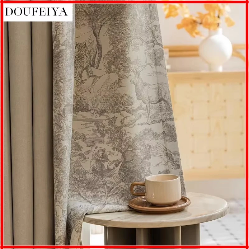 

French Retro Chenille Rococo Thicken Blackout Curtains for Living Room Bedroom Jacquard Window Valance Decor Custom White Tulle