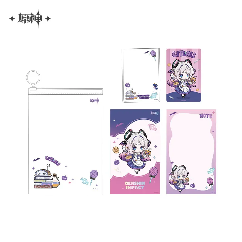 [Genuine] miHoYo Game Genshin Impact Stationery Set Wanderer Citlali Klee Notepad Storage Bag Anime Accessory Cosplay Xmas Gifts