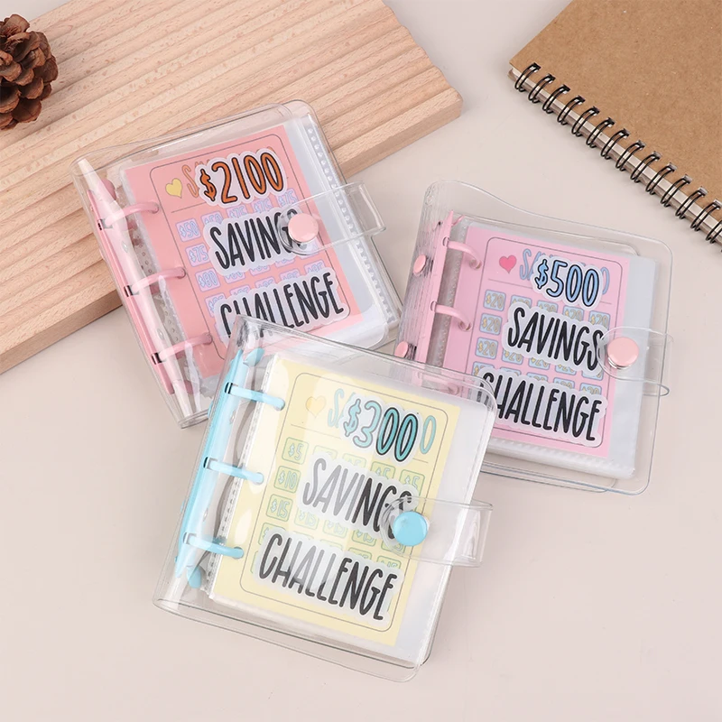 Mini Savings Challenge Binder 150-5000USD Savings Challenges Book Cash Budget Storage Notebook Envelope Savings Challenge