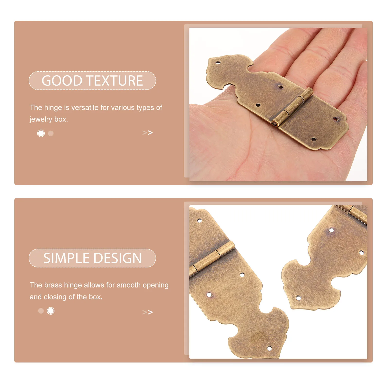 

2 Pcs Bronze Copper Hinge Drawer Hinges Mini Solid Brass Vintage Kitchen Cabinet Closet Small for Doors