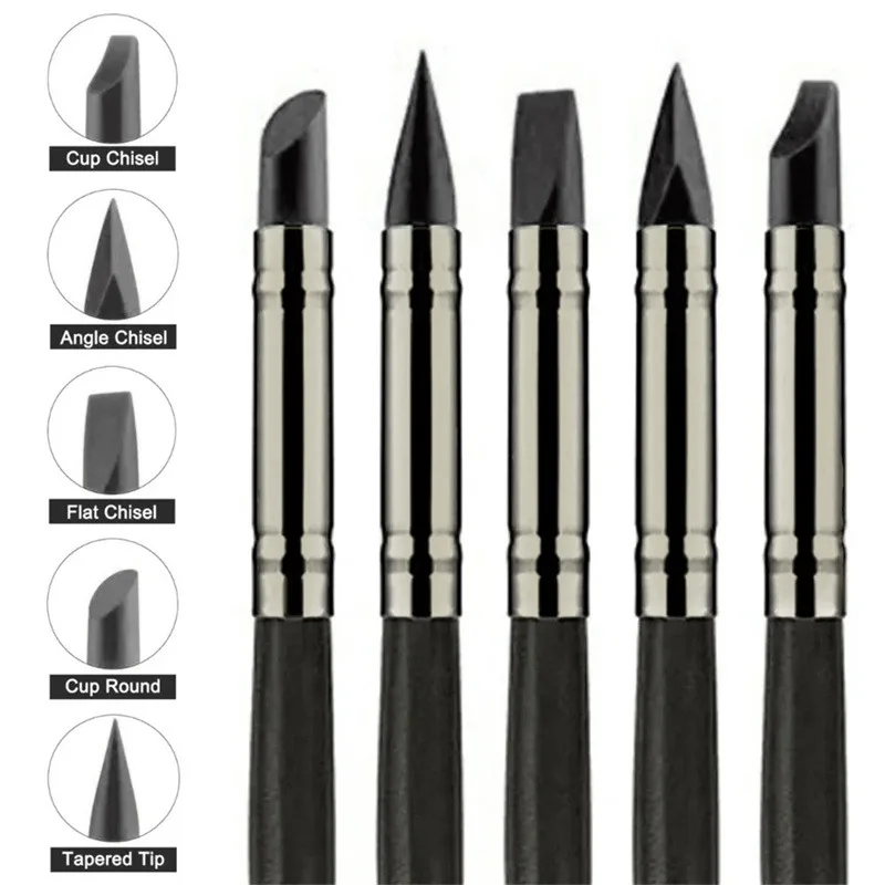 5PCS Silicone Clay Sculpting Tool For Brush Modeling Dotting Nail Art Pottery Clay Tool New DIY Carving Sculpting Tools 2024