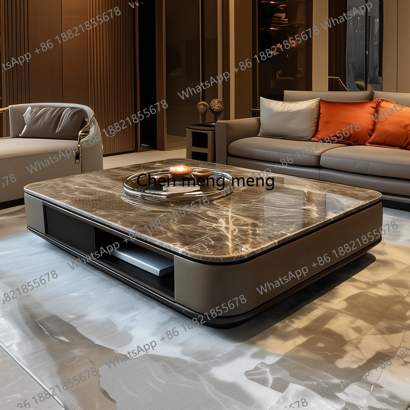 Marble coffee table flat large apartment, light luxury and high-end modern spot
