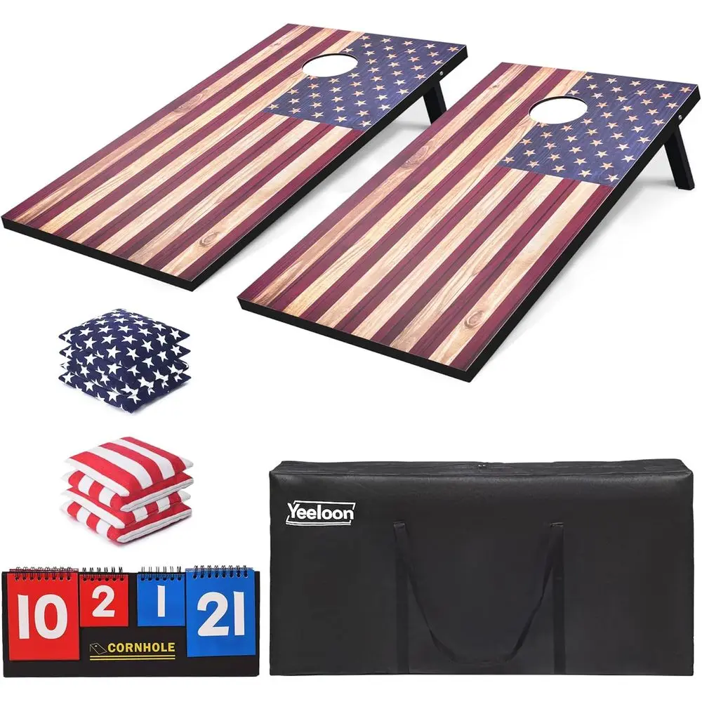 

Standard Size Cornhole Boards with 8 Bean Bags, Carrying Case, Outdoor Toss Game for Adults