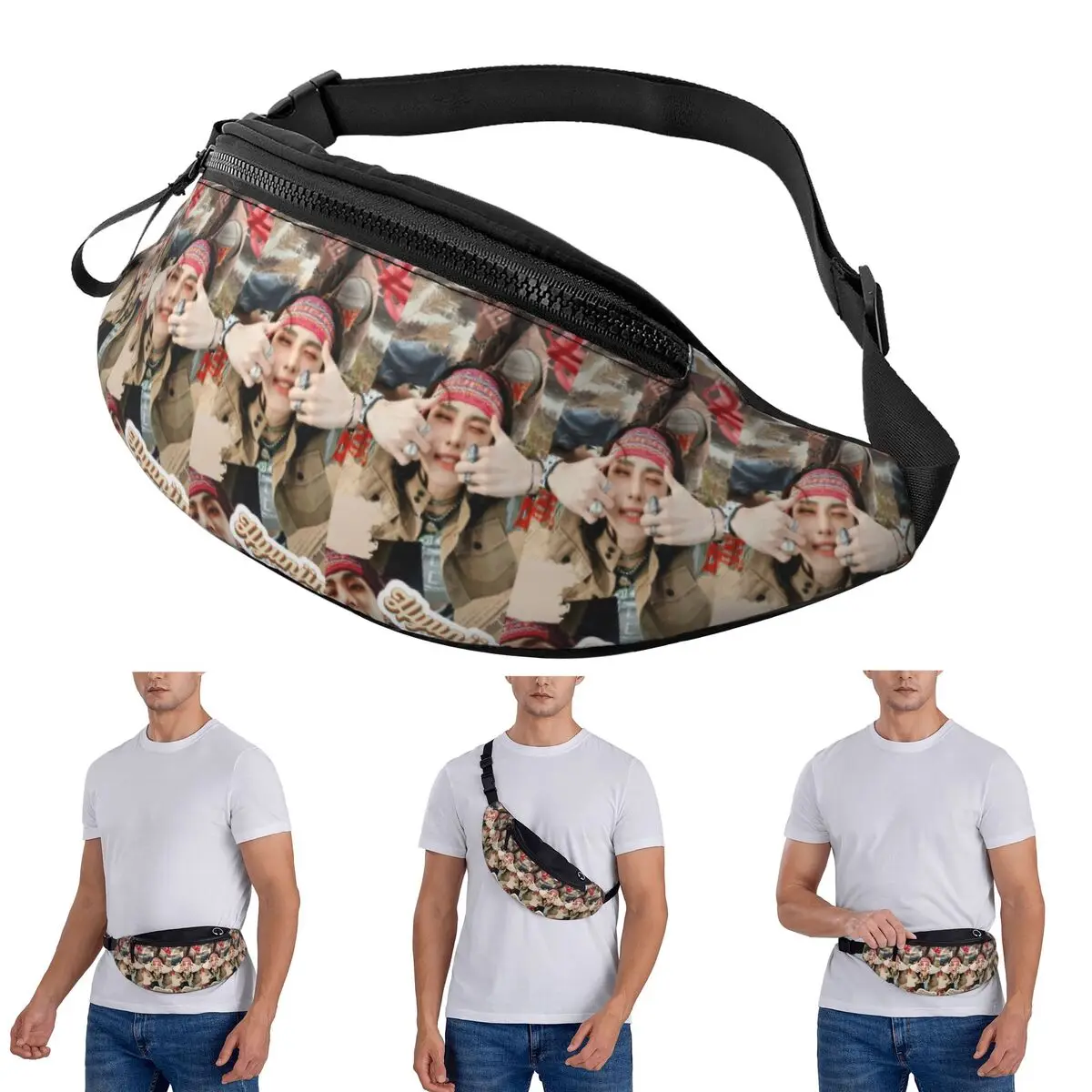 

Crossbody Waist Bag Hyunjin Collage Men Women Fanny Pack Travel Running Money Phone Pouch