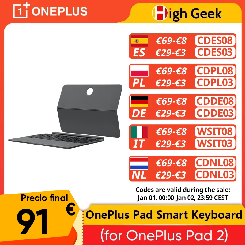 Original OnePlus Pad QWERTY Smart Keyboard for OnePlus Pad 2 Tablet Accessory