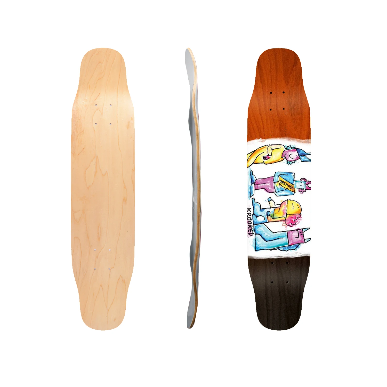 Dek Skateboard Longboard Skate Serat Karbon Kayu Kustom Gratis