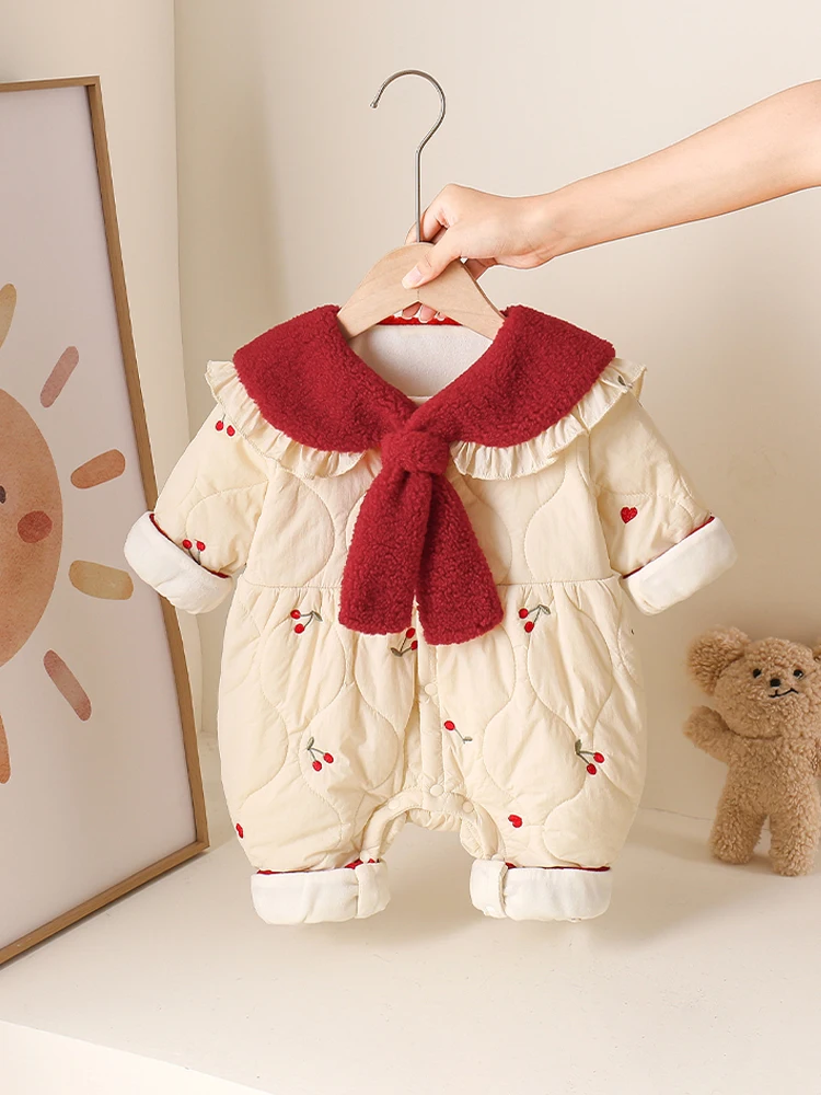 

Осенне-зимний хлопковый наряд Rer для маленьких девочек на подкладке, одежда принцессы на выход, 00-дневный хлопковый костюм, одежда на шесте