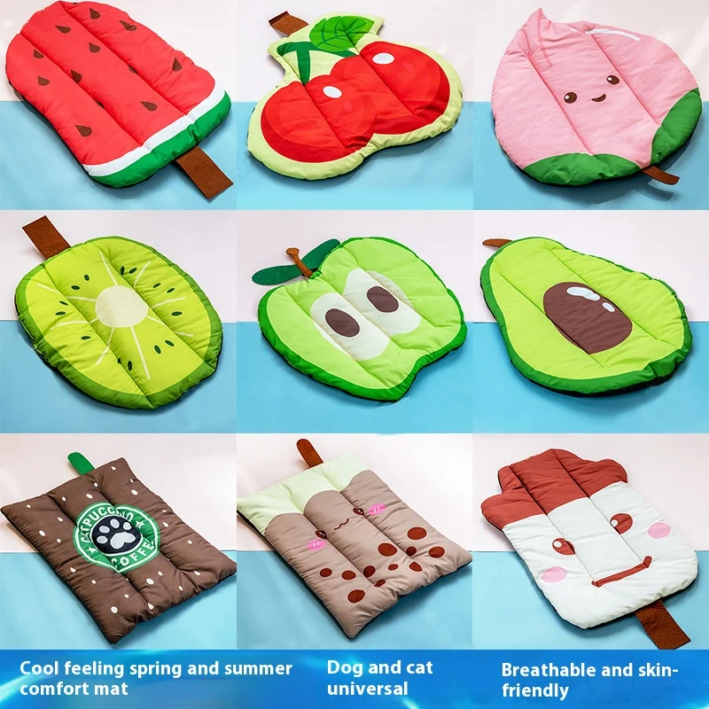 2024 Pet Cold Pads Scratch & Pressure Resistant Soft Soft Comfortable Fruit Shape Cooling Pads Cat Bed Cooling Pet Pads