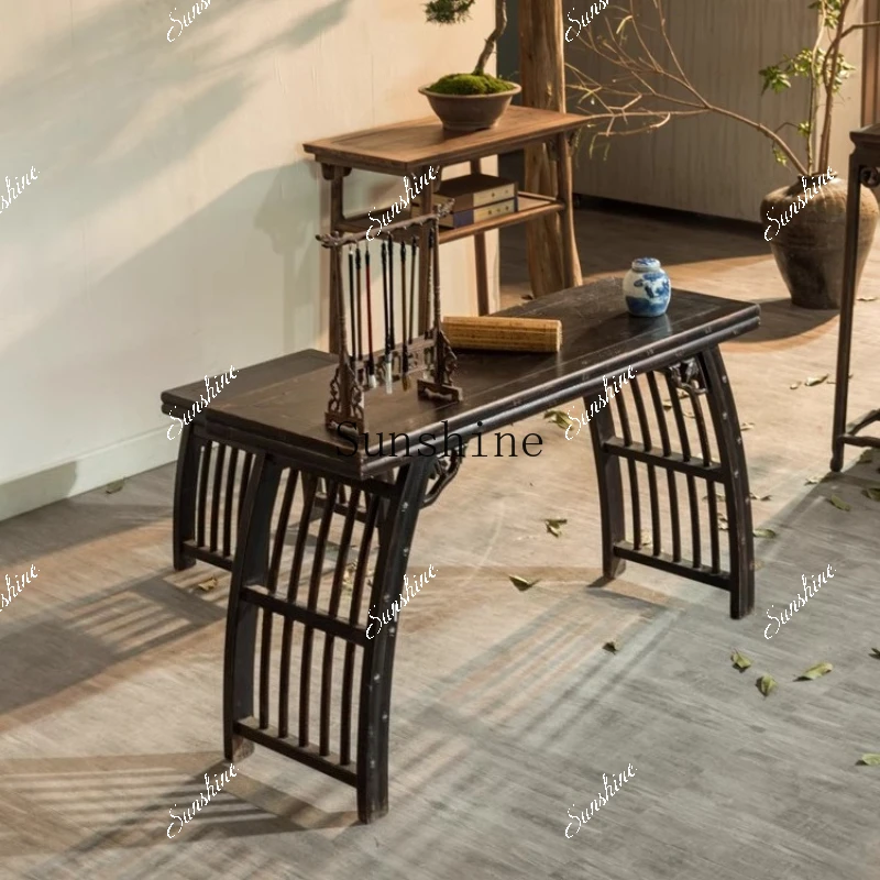 Chinese old furniture retro old piano table calligraphy table painting case writing desk  FT