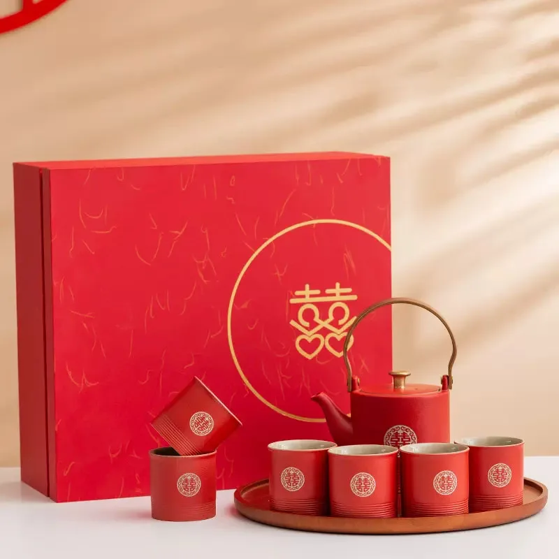 

Свадебный чайный сервиз кунг-фу, домашний подарок для новых пар, чайная чашка, праздничные высококлассные свадебные подарки