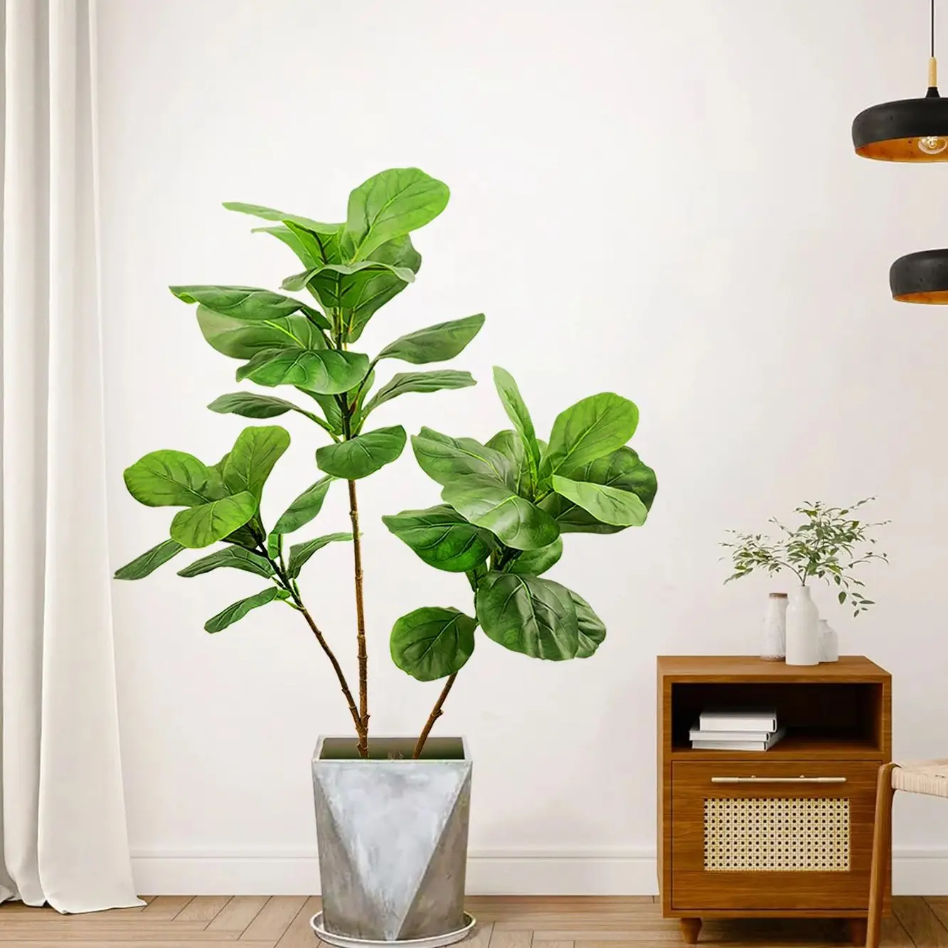 135cm  Artificial Fiddle Leaf Ficus Fig Plant for Outdoor Courtyard Garden Balcony Indoor Home and Office Decoration