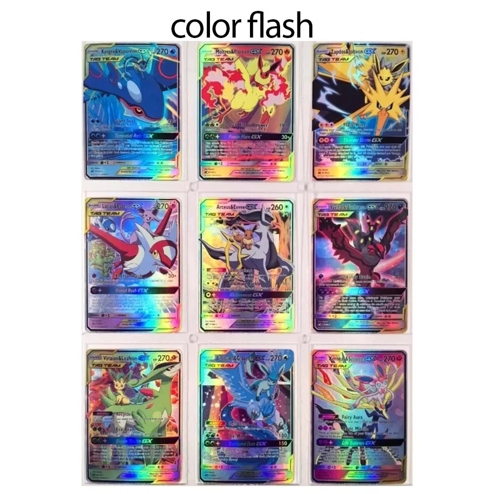 DIY Pokémon Homemade Series English 9pcs Eevee PTCG TAG Team Refractive Flash Card Anime Peripheral Collection Card Holiday Gift