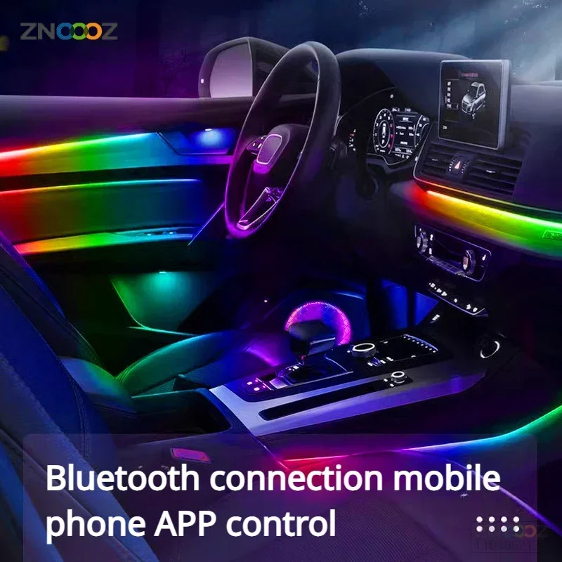 Universal 22in1 Atmosphere Symphony Light For Car Interior RGB 213 Color LED Acrylic Strip Decoration Ambient Light App Control